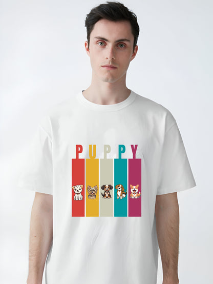 Colorful Puppy Parade Oversized T-Shirt