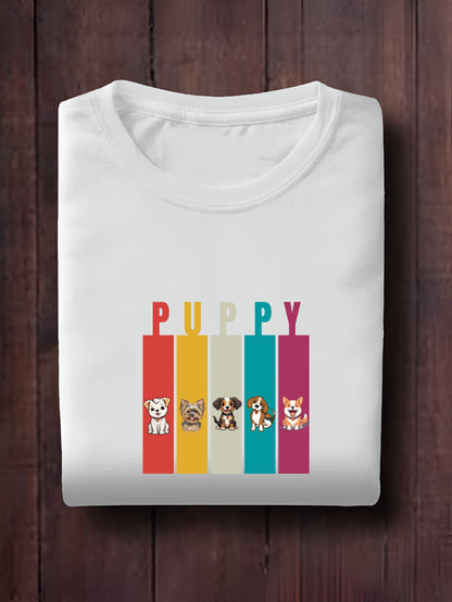 Colorful Puppy Parade Oversized T-Shirt