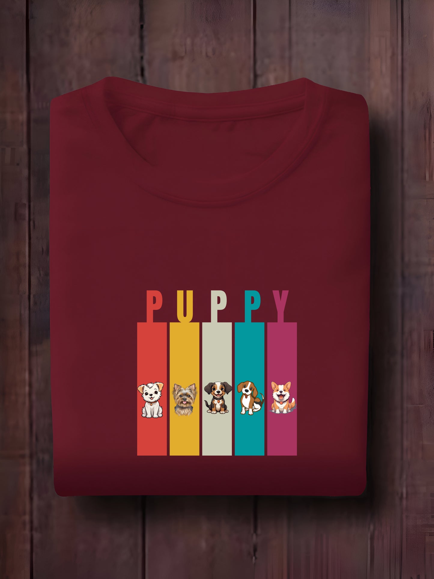 Colorful Puppy Parade Oversized T-Shirt