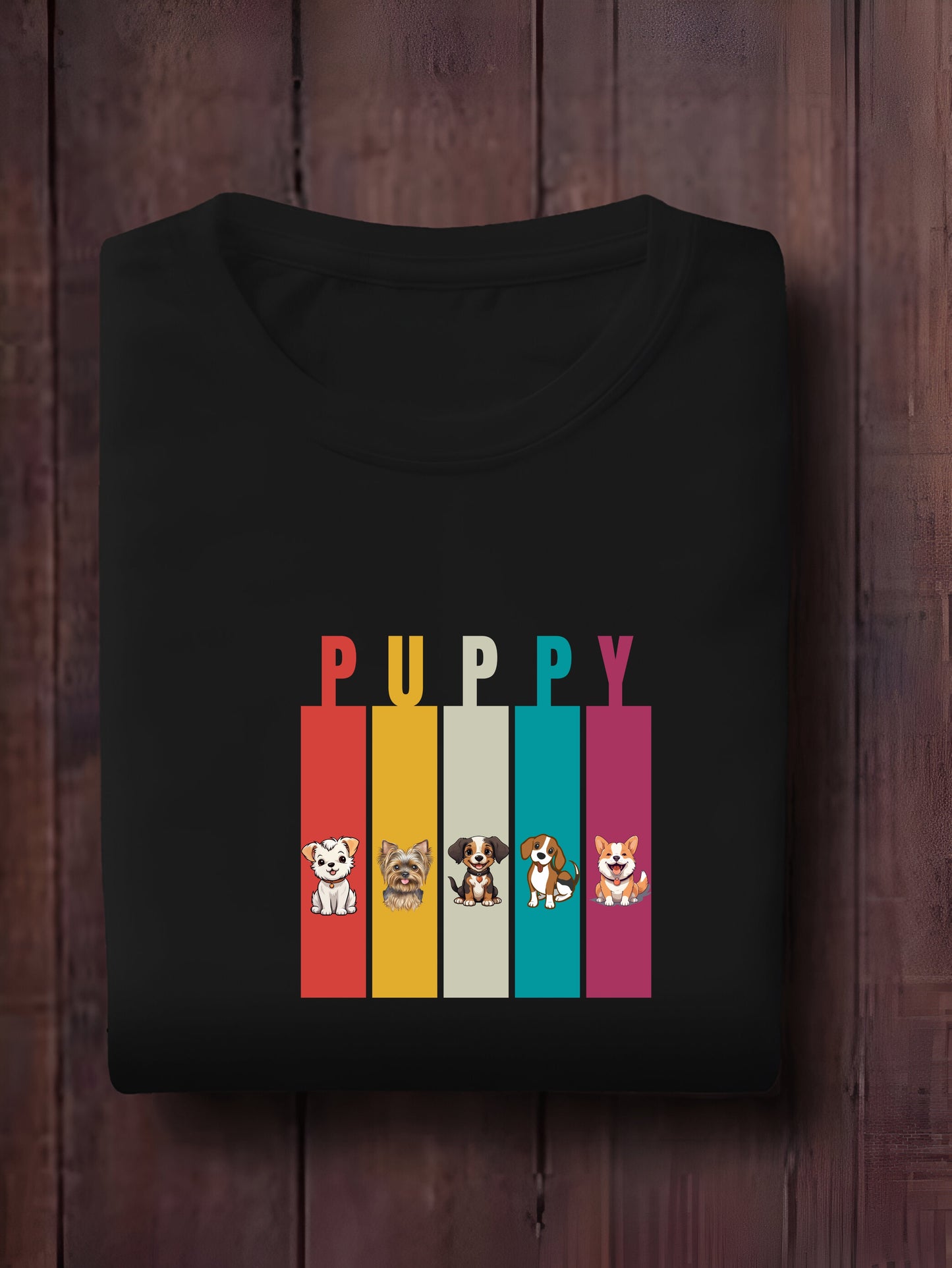 Colorful Puppy Parade Oversized T-Shirt