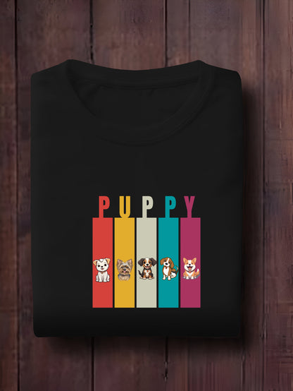 Colorful Puppy Parade Oversized T-Shirt